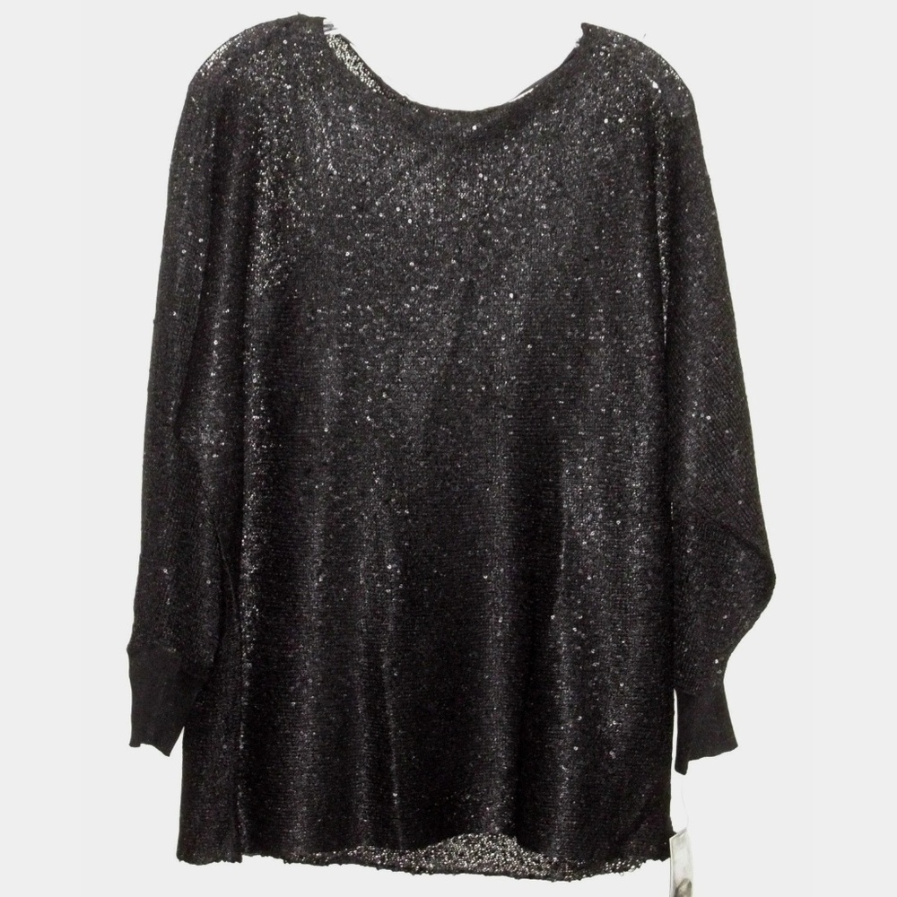Alfani 2pc Sweater Black Sequin Dolmen Sleeve M - Picture 3 of 4